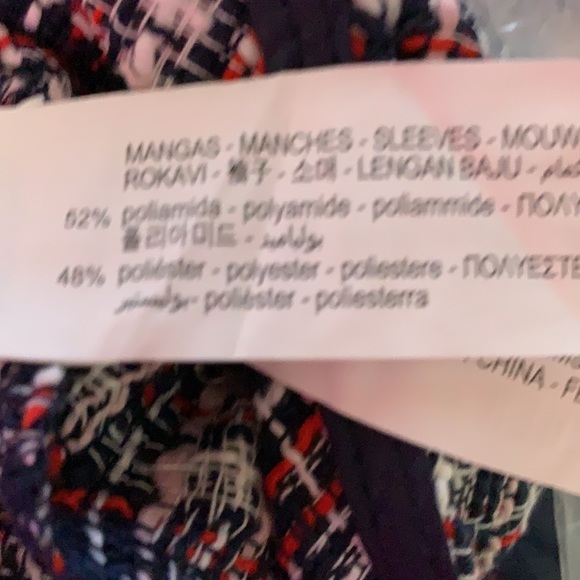 NWT Zara Tweed Blouse with Organza Sleeves Size S. - Picture 8 of 9